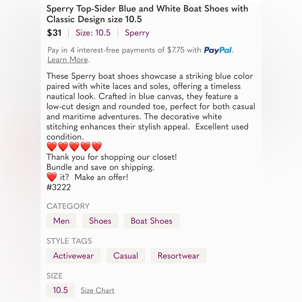 Sperry Top-Sider Blue and White Boat Shoes with Classic Design size 10.5 - Picture 2 of 9